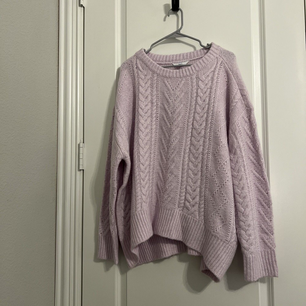 NWT Time and Tru Pointelle Pullover Women's, Pale Lavender, XL 16-18 TTL49322